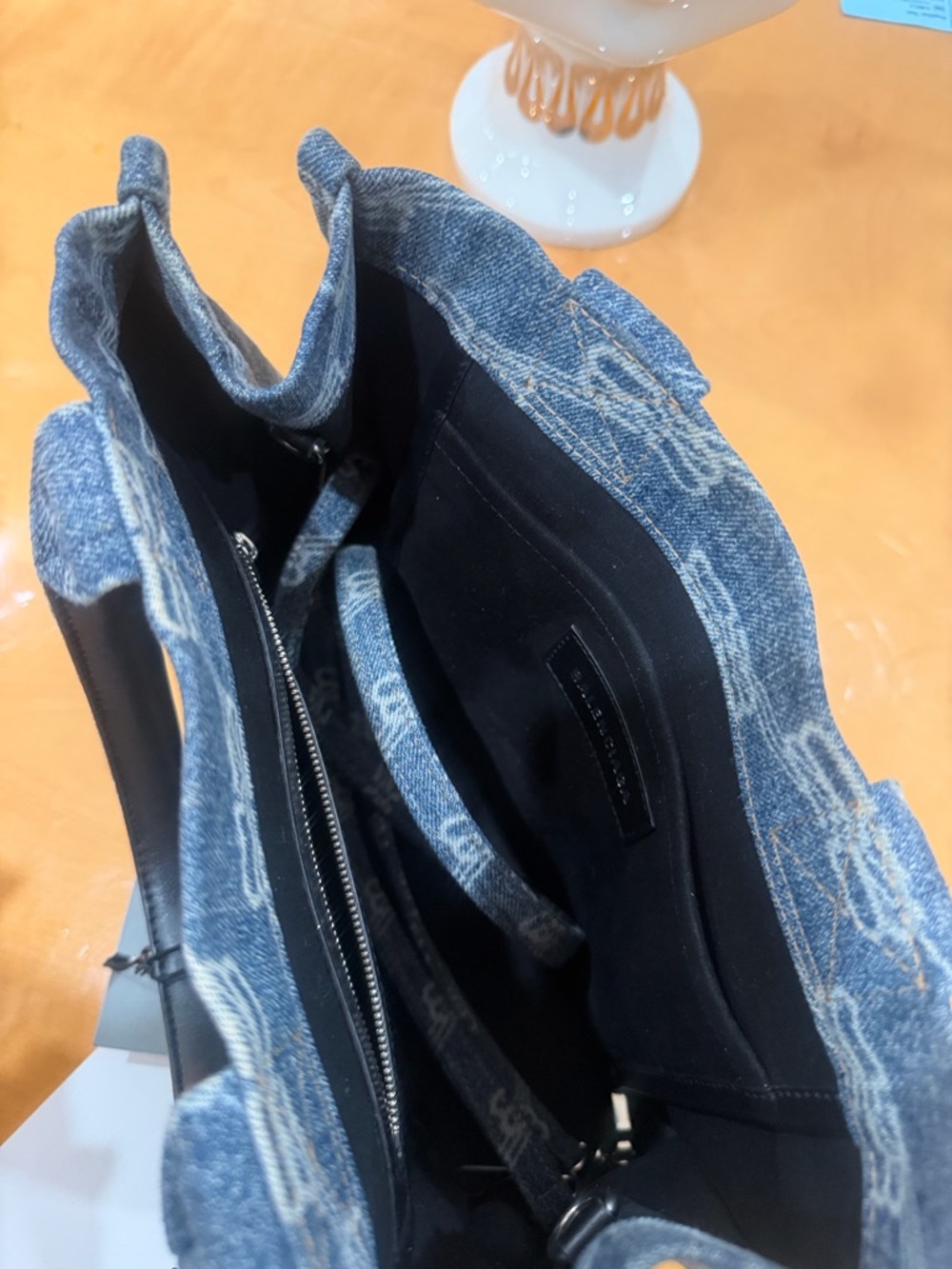 Balenciaga Denim Jacquard Mini Tote in Blue and White - Picture 3 of 4